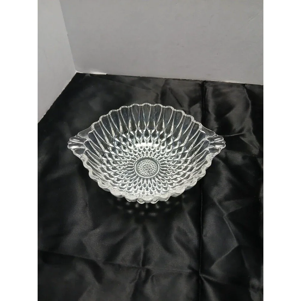 Vintage Clear Diamond Pressed Glass‎ Oval Relish Candy Celery Dish